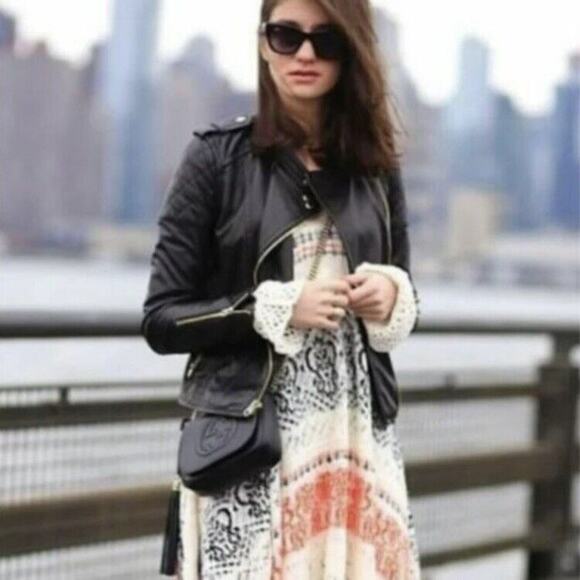 Sleeping on Snow Dress Small Anthopologie Risen Sun Orange Crochet Sweater Boho - Picture 3 of 13